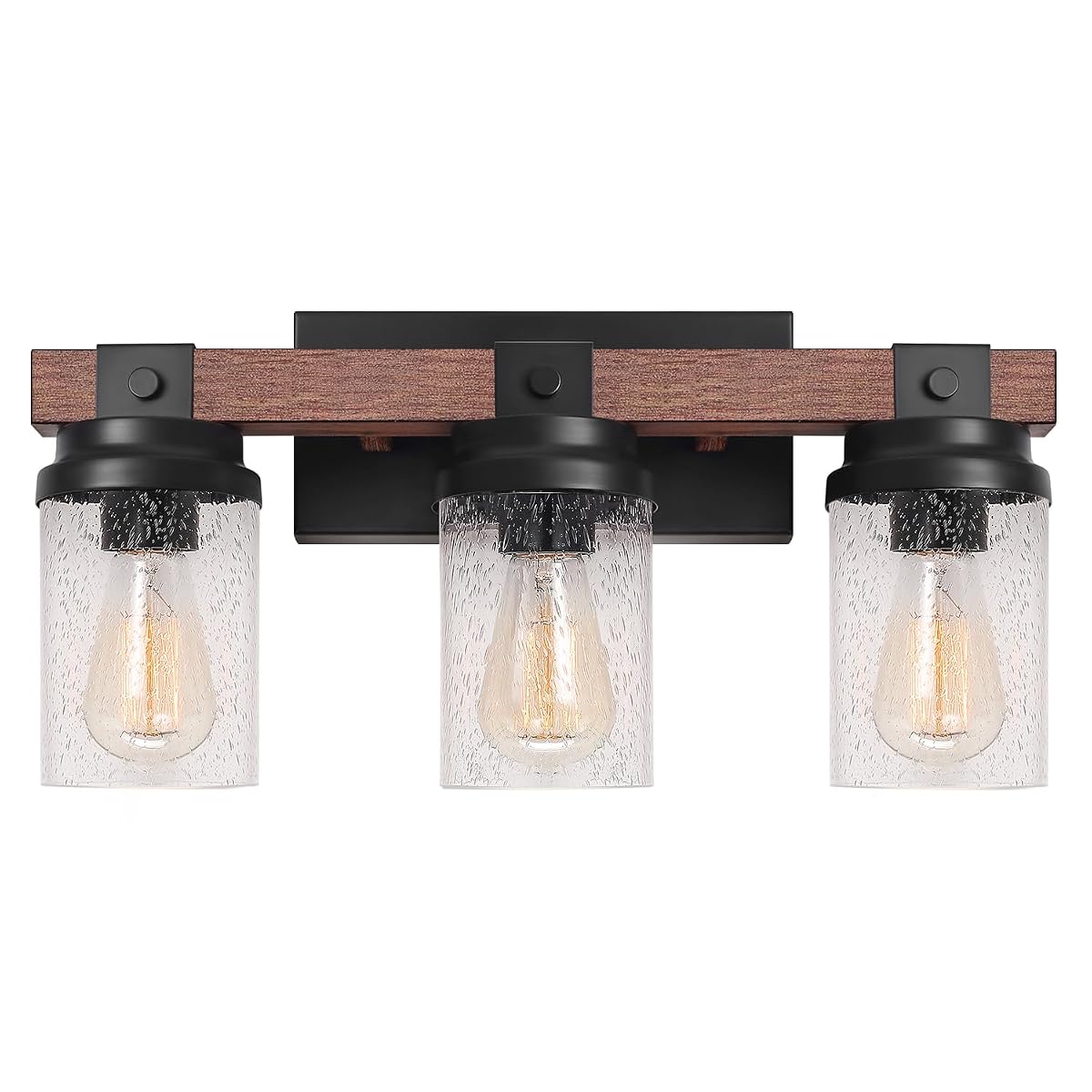 ZSMIHDOH 3-Light Farmhouse Vanity Light Rustic Over Mirror Bubble Glass 3 Light