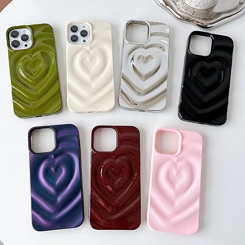 Miniatura 2 de Yeddabox Funda compatible con iPhone 13 Pro Max para mujer, funda de lujo con diseño de corazón de amor, bonita funda de TPU suave a prueba de