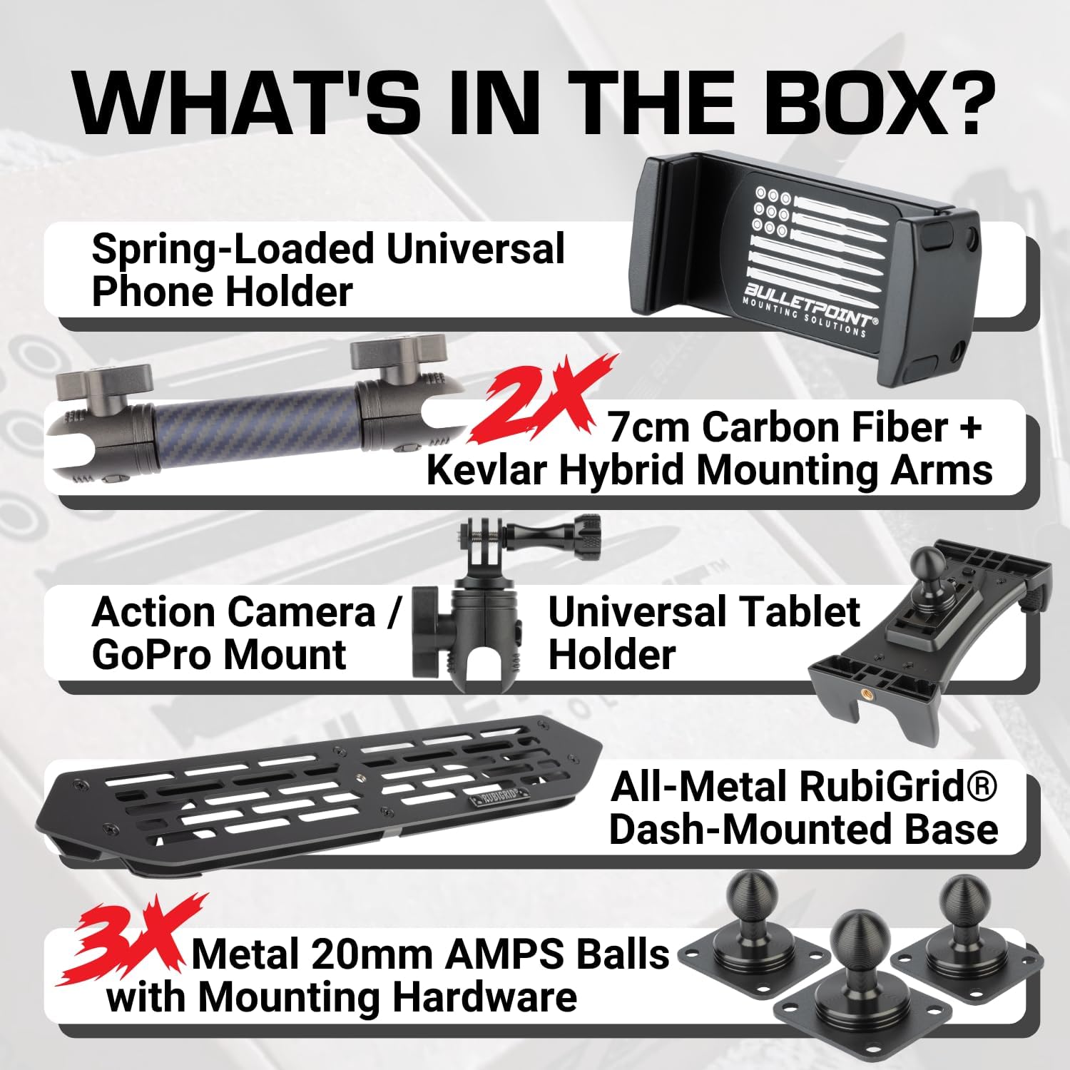 Bulletpoint RubiGrid Multiple Device Dash Mount Platform for Phone, Tablet & Action Camera Compatible with 2018–2023 Jeep Wrangler JL (NOT 4xe) & 2020–2023 Gladiator