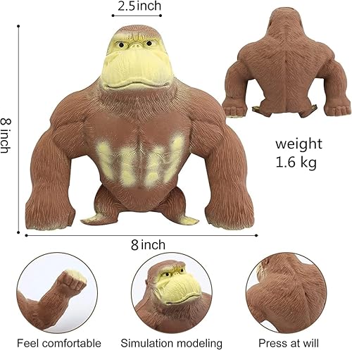 Miniatura 4 de Gorila de goma elástica rellena de arena con pegamento, juguete de descompresión suave de látex Gorilla, juguete de descompresión elástico de alta