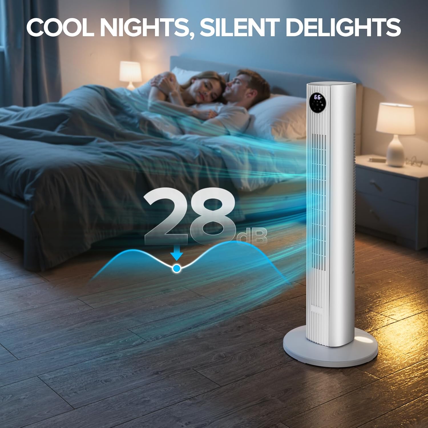Tower Fan for Bedroom, Standing Bladeless Fan that Blows Cold Air for Home, 85° Oscillating Quiet Cooling Floor Fans with Remote, 12H Timer, 23ft/s Velocity, 3 Speeds, 4 Modes, 36 inch (White)