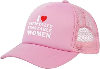 I Love Mentally Unstable Women Hat Mesh Trucker Hat Funny Baseball Cap Men Women