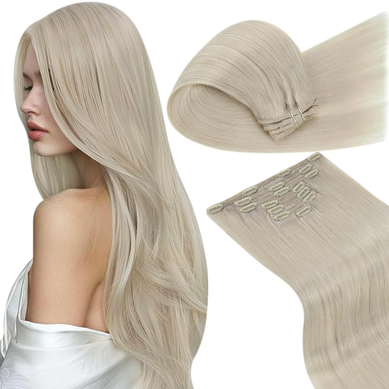 LaaVoo Extensions Echthaar Echt Haar Extension Clip Haarverlängerung Echthaar