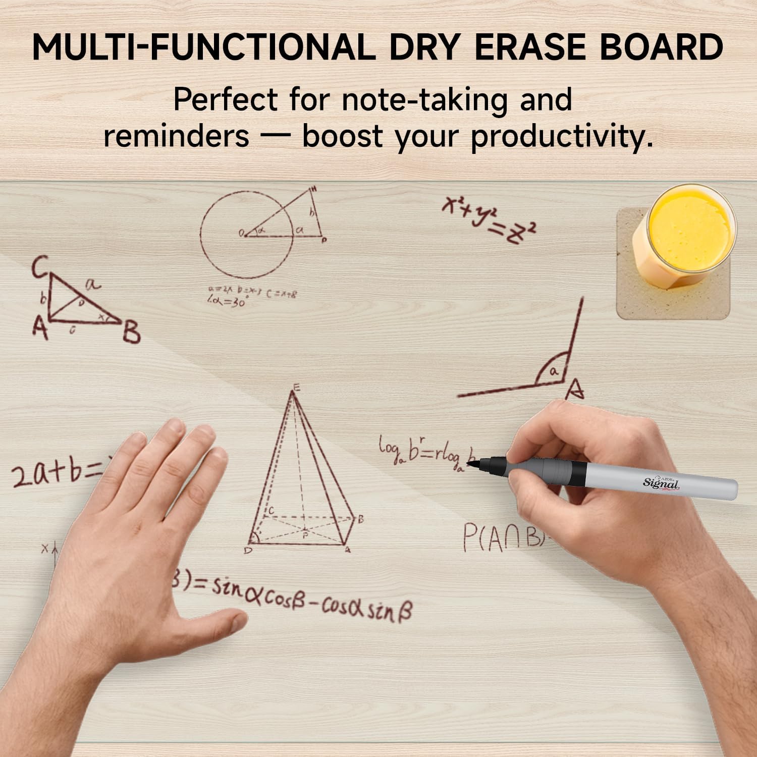 VASUHOME 24" x 18" Clear Tempered Glass Desk Mat - Multi-Functional Desk Pad for Keyboard and Monitor Protection, Dry Erase Surface, Ideal Table Top Protector for Home & Office