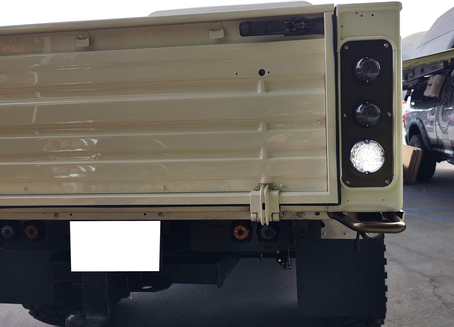 iJDMTOY 95mm NAS Style Smoked Lens Full LED Upgrade Kit Compatible With Land Rover Defender LD (Fit Backup/Reverse & Rear Fog Light Assemblies)