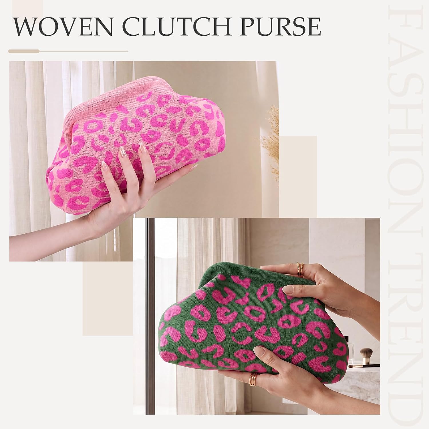 Kacctyen 4 Pcs Mahjong Tile Bags Woven Clutch for Women