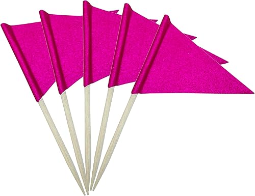 GentleGirl 100 banderas sólidas en blanco para palillos de dientes, pequeñas mini decoraciones lisas para cupcakes, banderas triangulares de color