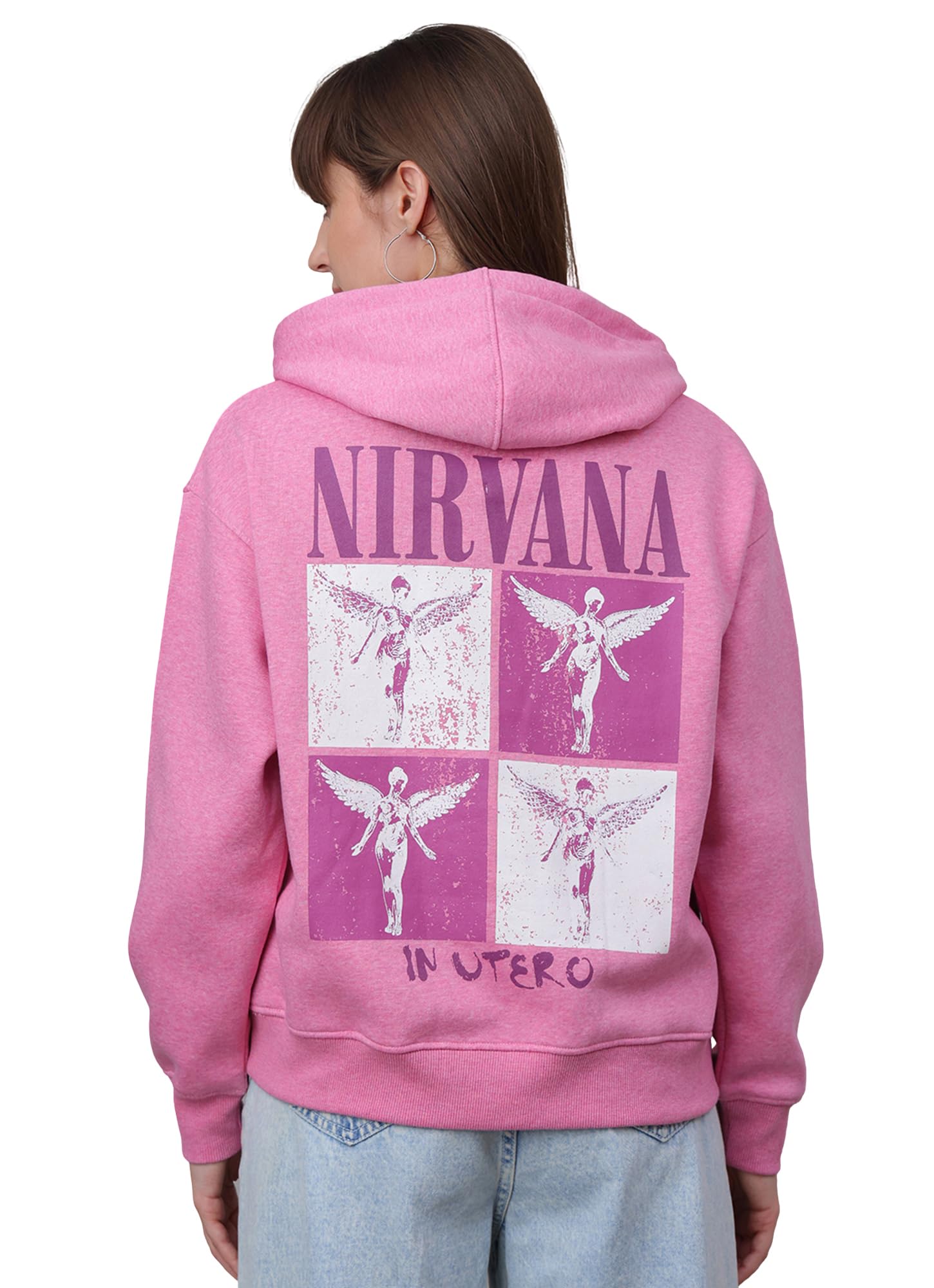 free authority Official Nirvana: in Utero Graphic Printed Pink Relaxed Fit Hoodie for Women-picture-32