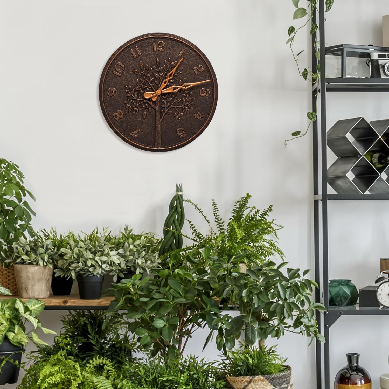 Whitehall Products Tree of Life 16 inch Indoor Outdoor Wall Clock in Oil Rubbed Bronze (02244)