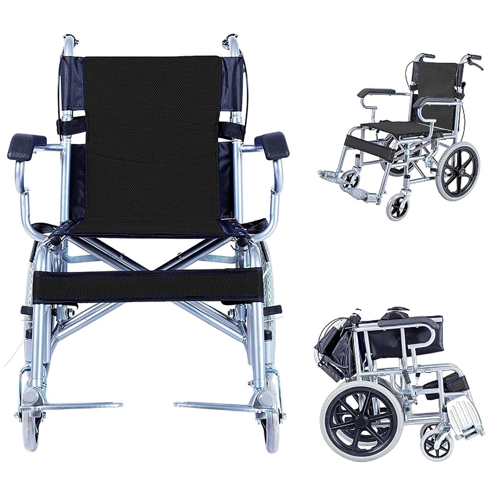 SXSLTSA Lightweight Aluminium Wheelchair, with Attendant Brake Transport Wheelchairs Mobility Equipment Portable Fold Up for Adults (Color : C)