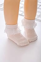 Vista 6 de Calcetines de encaje con volantes para recién nacidos, para niñas pequeñas