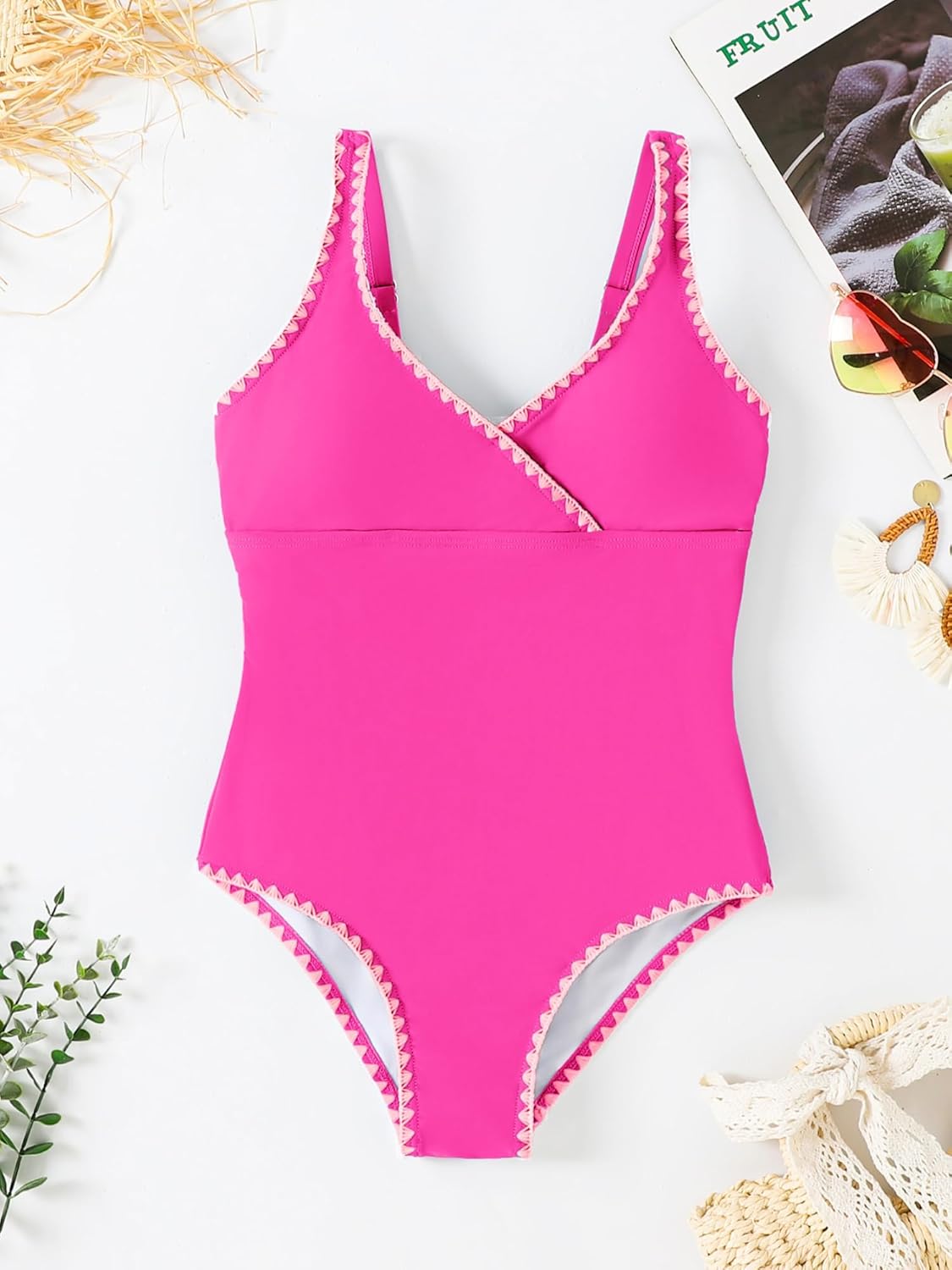 GEMLON Girls Swimsuit One Piece Swimwear Padded Adjustable Strap Beach Bathing Suit Color Contrast Swimsuit Teens 7-16Y - Image 4