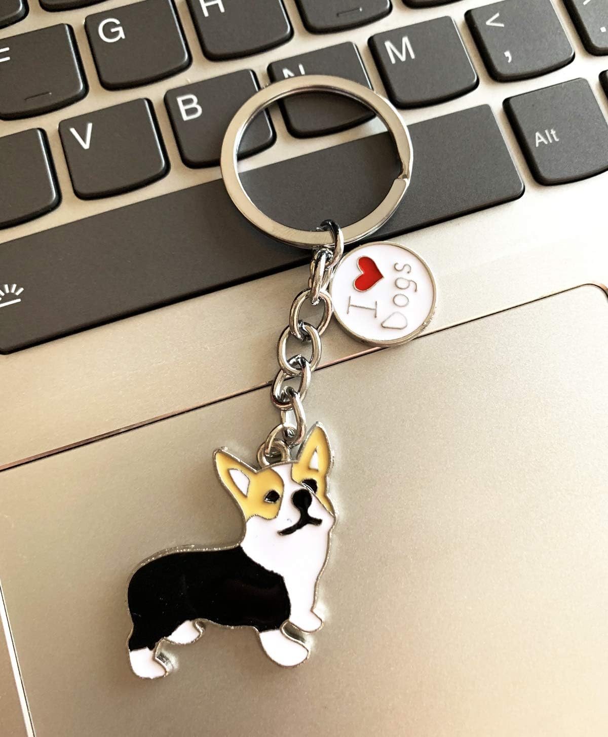 Dog Key-ring Keychain,10cm Cute Metal Dog Keychain Keyring Keyfob Bag Charm Best Birthday (Black Corgi) - Image 4