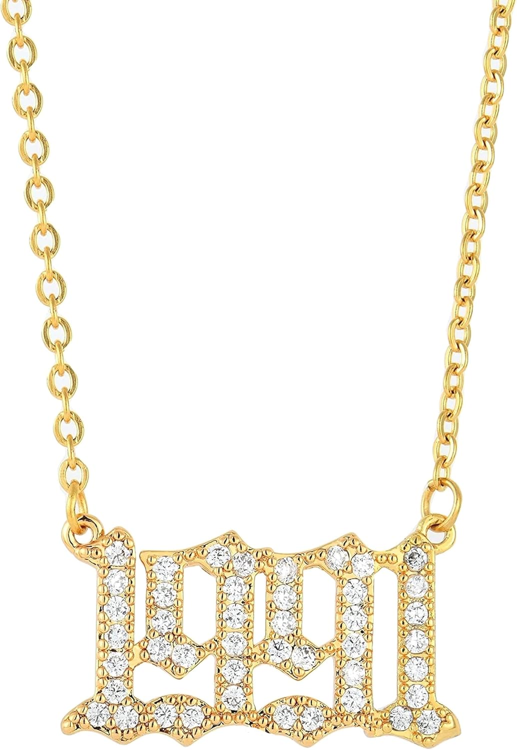 Birth Year Necklace for Women 18K Gold Plated Crystal Pendant Stainless Steel Silver Year Jewelry Personalized Gift for Mother and Daughter