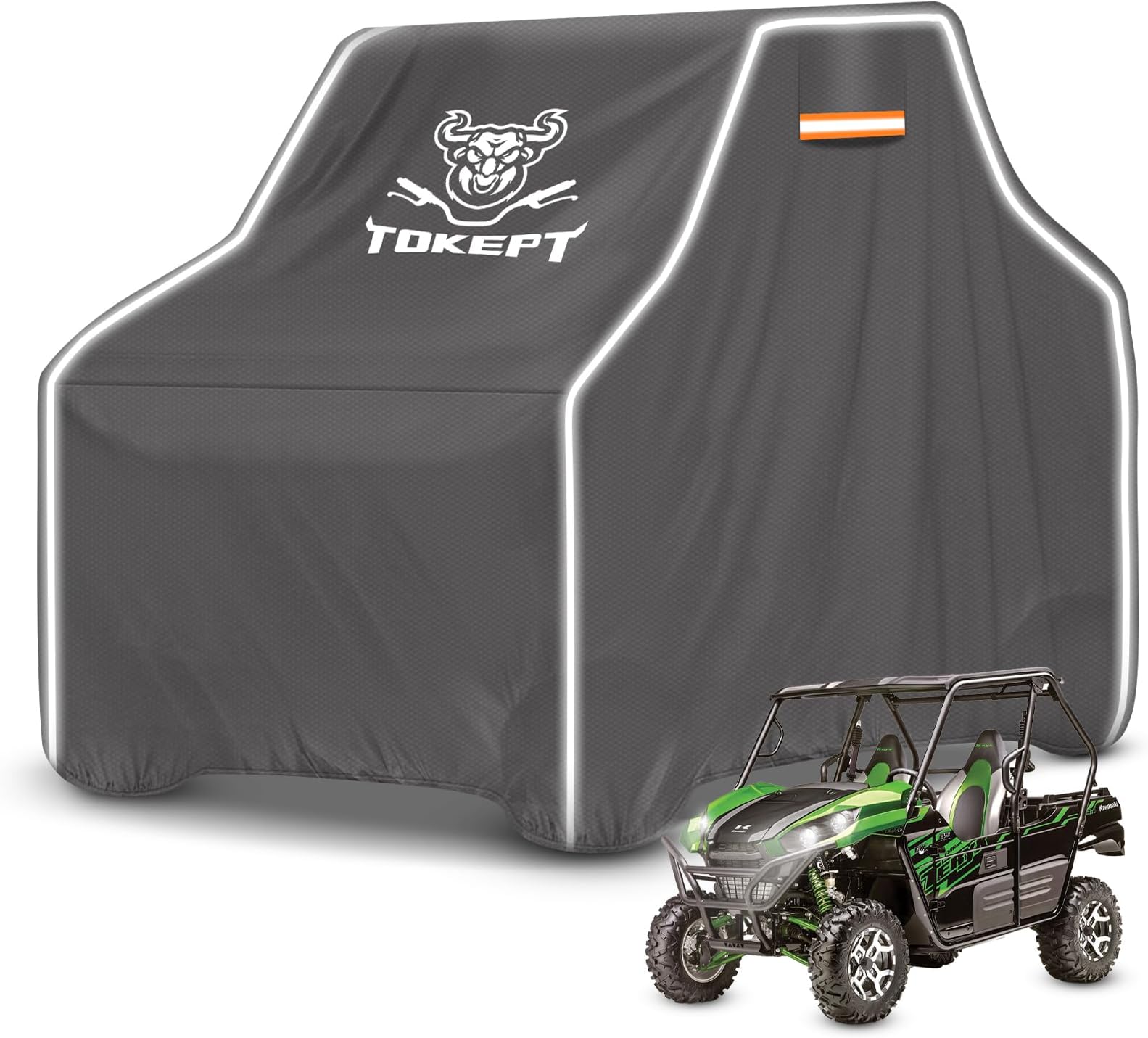 TokeptUTV Cover Outdoor Waterproof All-Weather Protection for Polaris RZR Yamaha Can-Am Defender Kawasaki Ranger Cover with Windproof Straps and Vents (Grey,4-6 Seater)