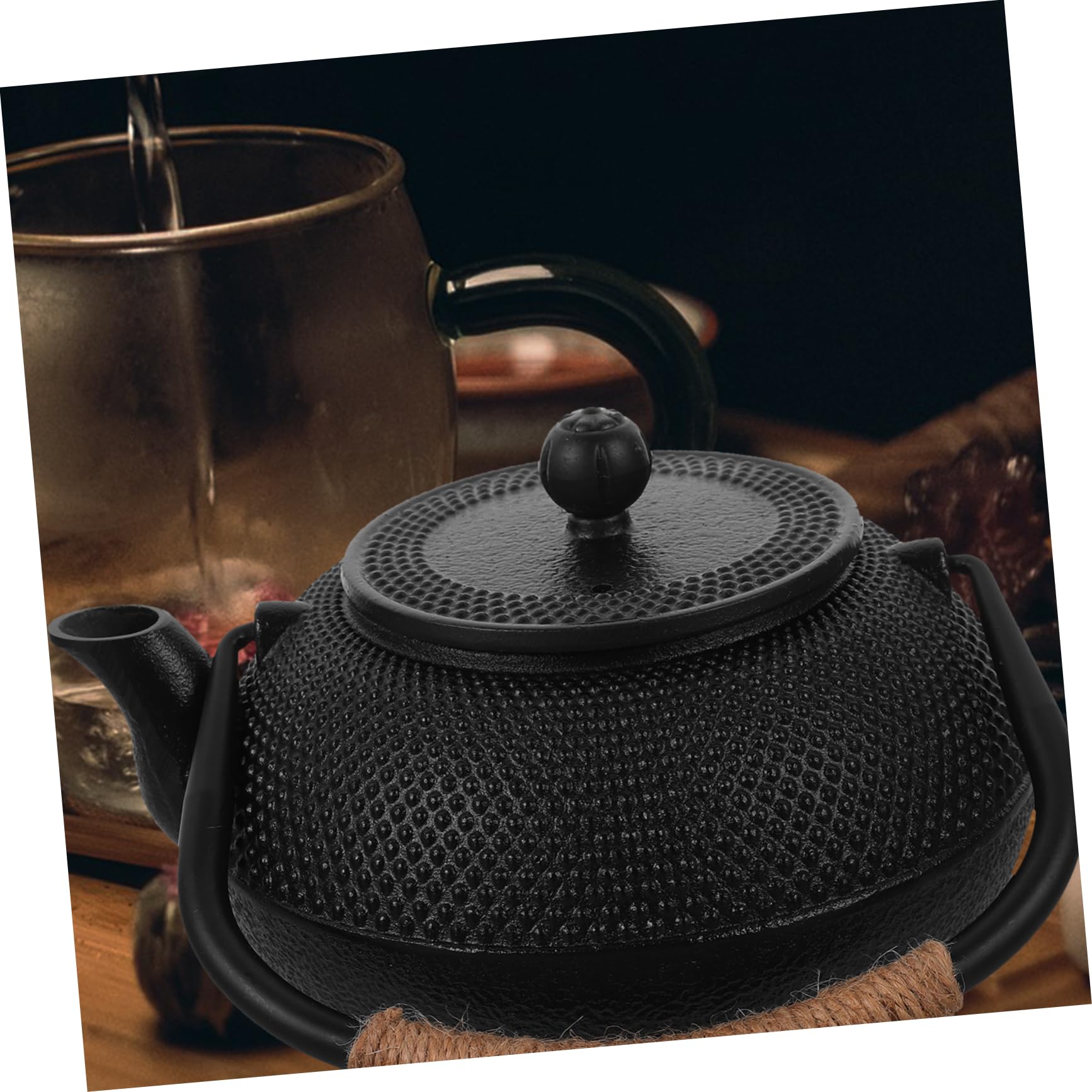 Teiera in Ghisa Giapponese 1, 2l Nera con Infusore e Coperchio | Capacità 1200ml, Ferro con Acciaio Inossidabile, Stile Semplice per Tè e Decorazione Tavola