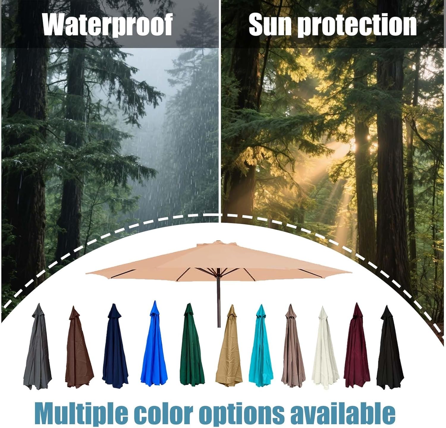 Replacement Umbrella Canopy For 6.5/7.5/8/9/10/11.5ft 6 Ribs 8ribs,UV Protective,patio Umbrella Replacement Canopy,for Backyard Garden Swimming Pool Lawn(Dark red,11.5ft/3.5m 8ribs)