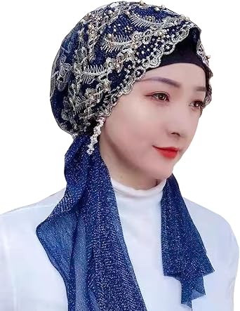 zhxinashu Muslim Islam Hijabs Arab Women Lace Beads Headscarf