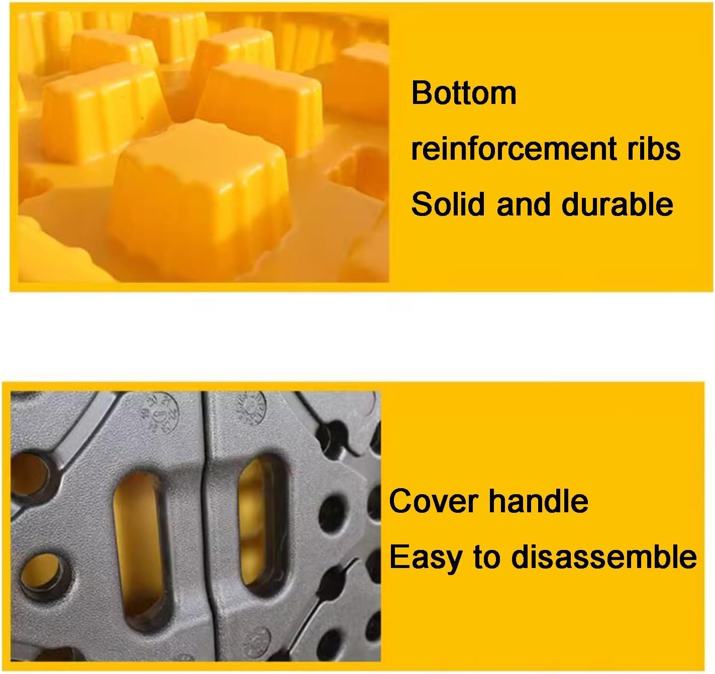 XPLKQXE Spill Containment Tray, Stackable Modular Platform with Drain Outlet Grating, Yellow and Black Modular Spill Containment Pallet for Industrial Uses(19.3x14x3.7in)