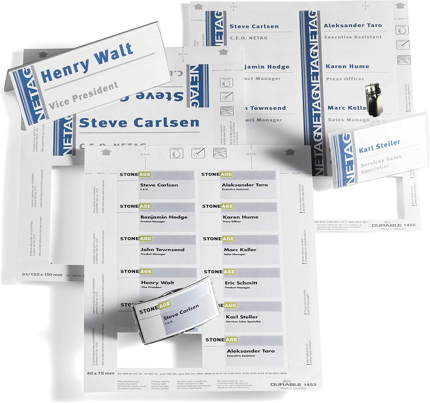 Durable Click-Fold convex name badge inserts, 3.56 x 2.125 Inches, White, 200 per Pack (1455-02)