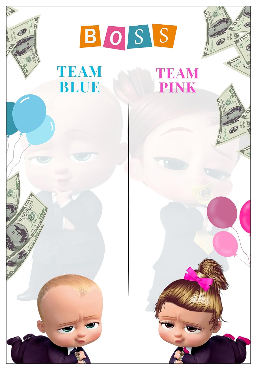 Jarpus , Baby Shower Props – Fun Voting Chart Game for Guests | Boss Theme | A3 + Size Display for Wall, Table or Easel | ...