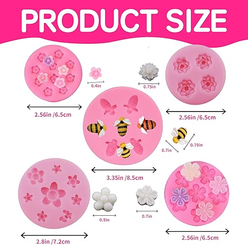 Miniatura 2 de 5 moldes de silicona para flores y fondant de abeja, kit de moldes de chocolate para cupcakes, fondant de chocolate, dulces, galletas, manualidades,