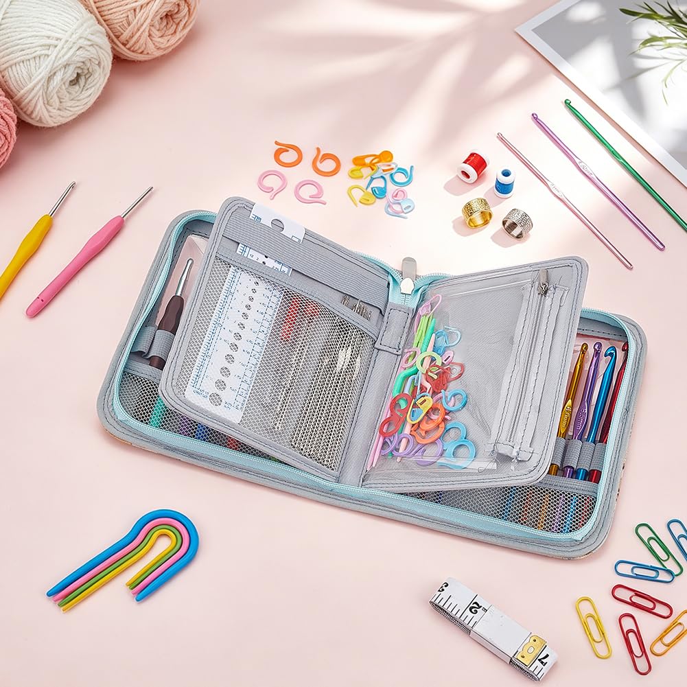 AHANDMAKER 103 Stück Häkelnadeln Set mit Häkeltasche Ergonomische Häkelnadeln DIY Hand Strick Kunst Werkzeuge Weben Garn Nadeln Kits für Anfänger und Experten Machen Tasche Handschuhe Socke