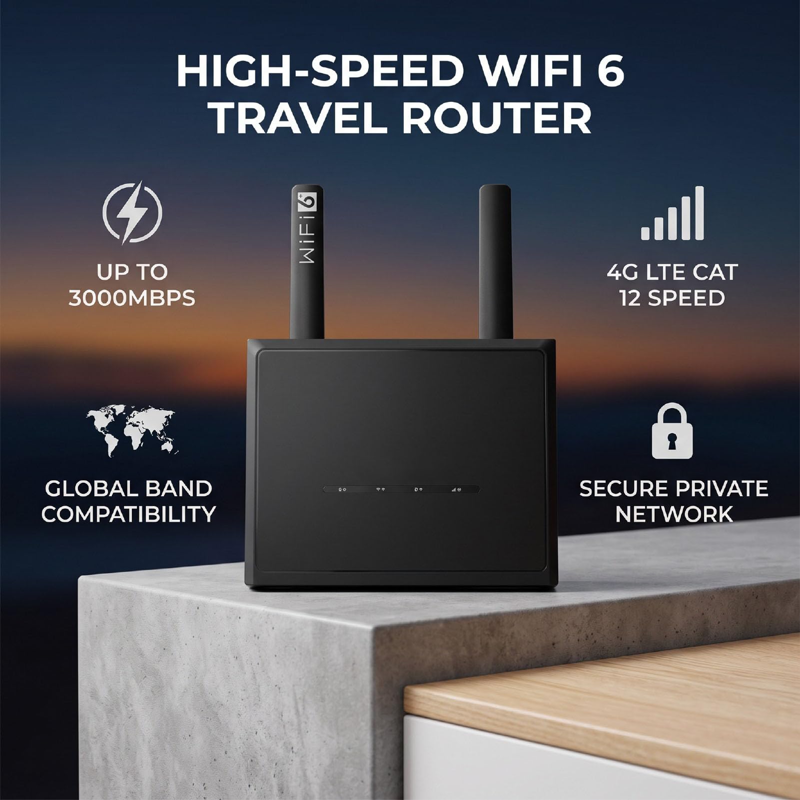 Enrutador de Viaje Portátil Wi Fi 6 (Enchufe de la UE)