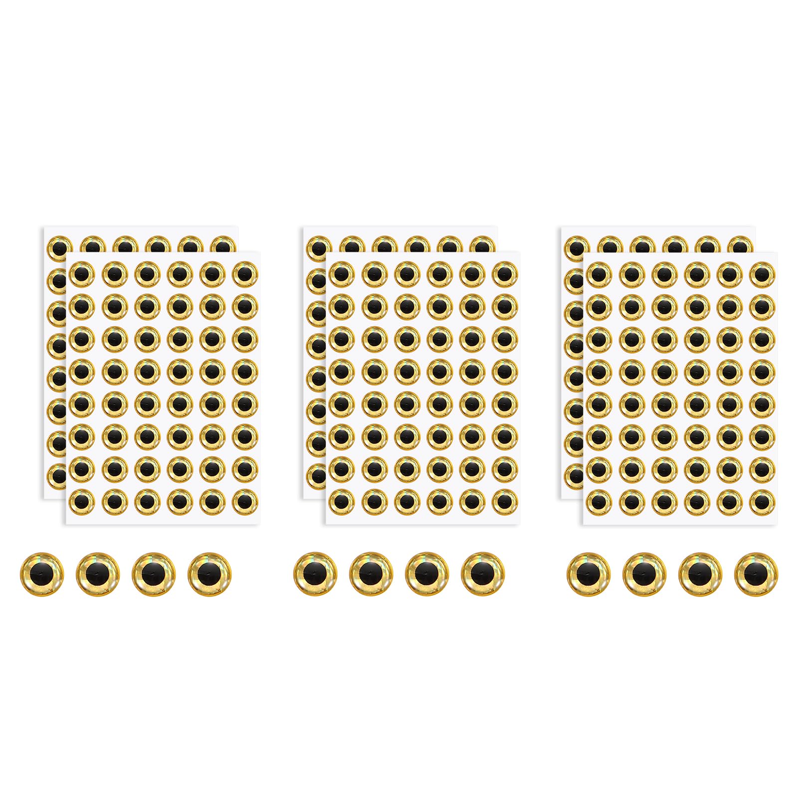 YELARXI Fish Eyes for Lures Making, 3D Eyes Fly Tying Materials Lures, Artificial Fishing Baits 10mm & 300 Pcs & Gold -Fit for (Fish Bait/Fly Tying Streamers/Crafts)