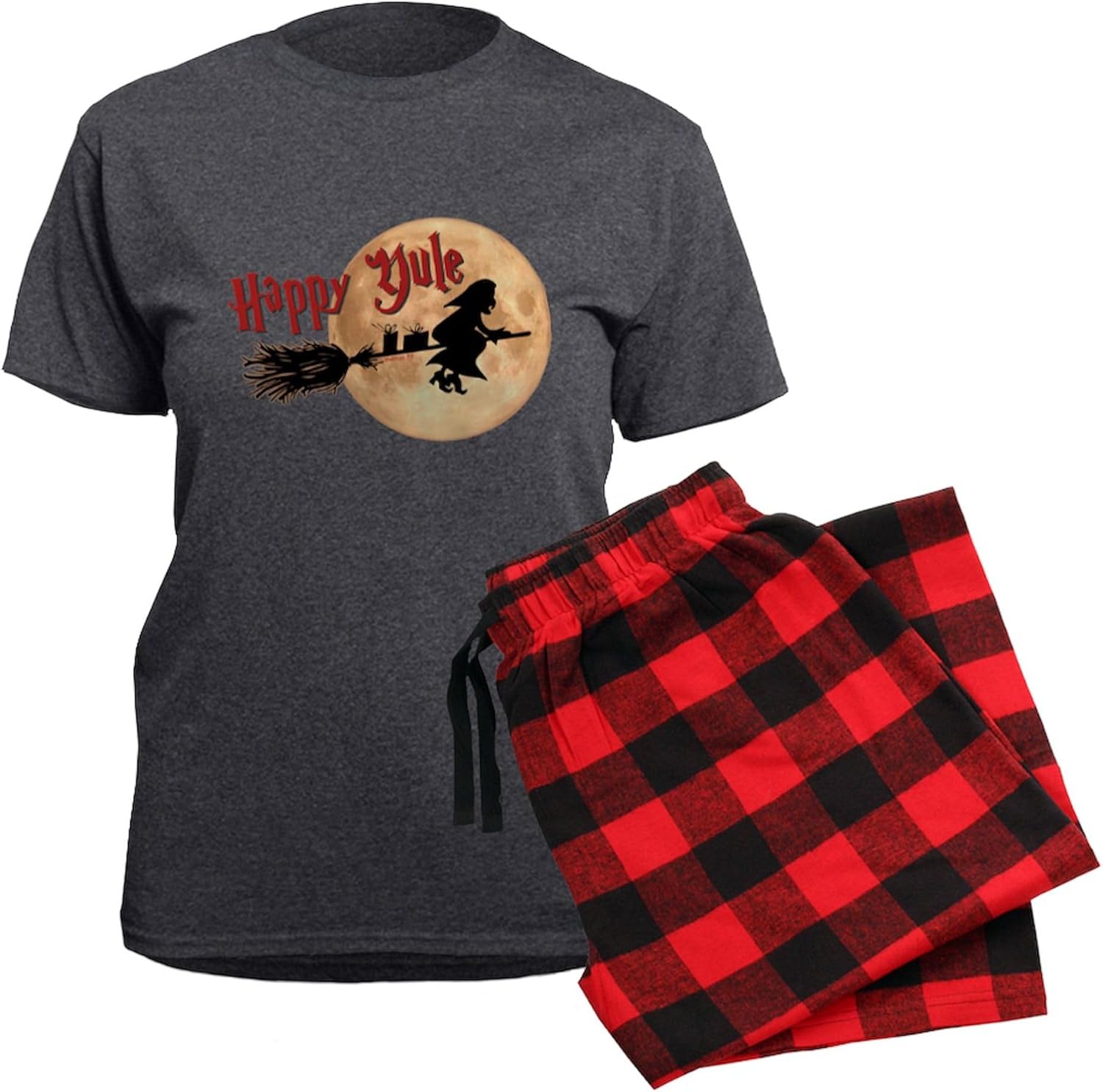 CafePress Happy Yule Pajamas Women's Charcoal Novelty Pajama Set