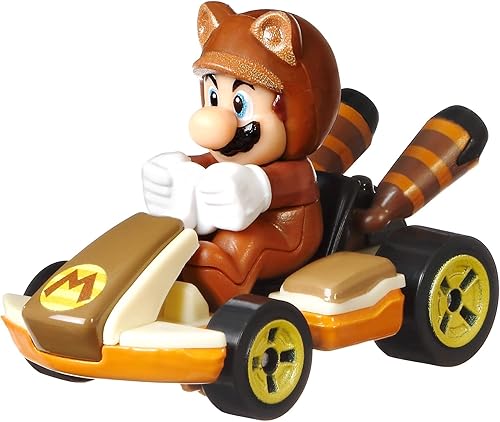 Hot Wheels Nintendo Premium Mario Kart Tanooki Mario Diecast Standard Kart