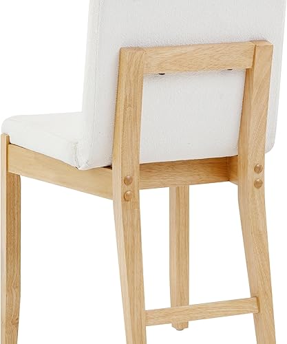 Miniatura 6 de Nathan James Gracie - Silla de comedor tapizada moderna con cojín, silla de comedor Boucle con marco de madera maciza, color crema  pino cálido
