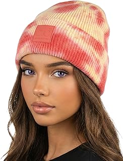Women’s Colorful Tie Dye Beanie – Trendy Womens Hot Pink Winter Hat, Coz...