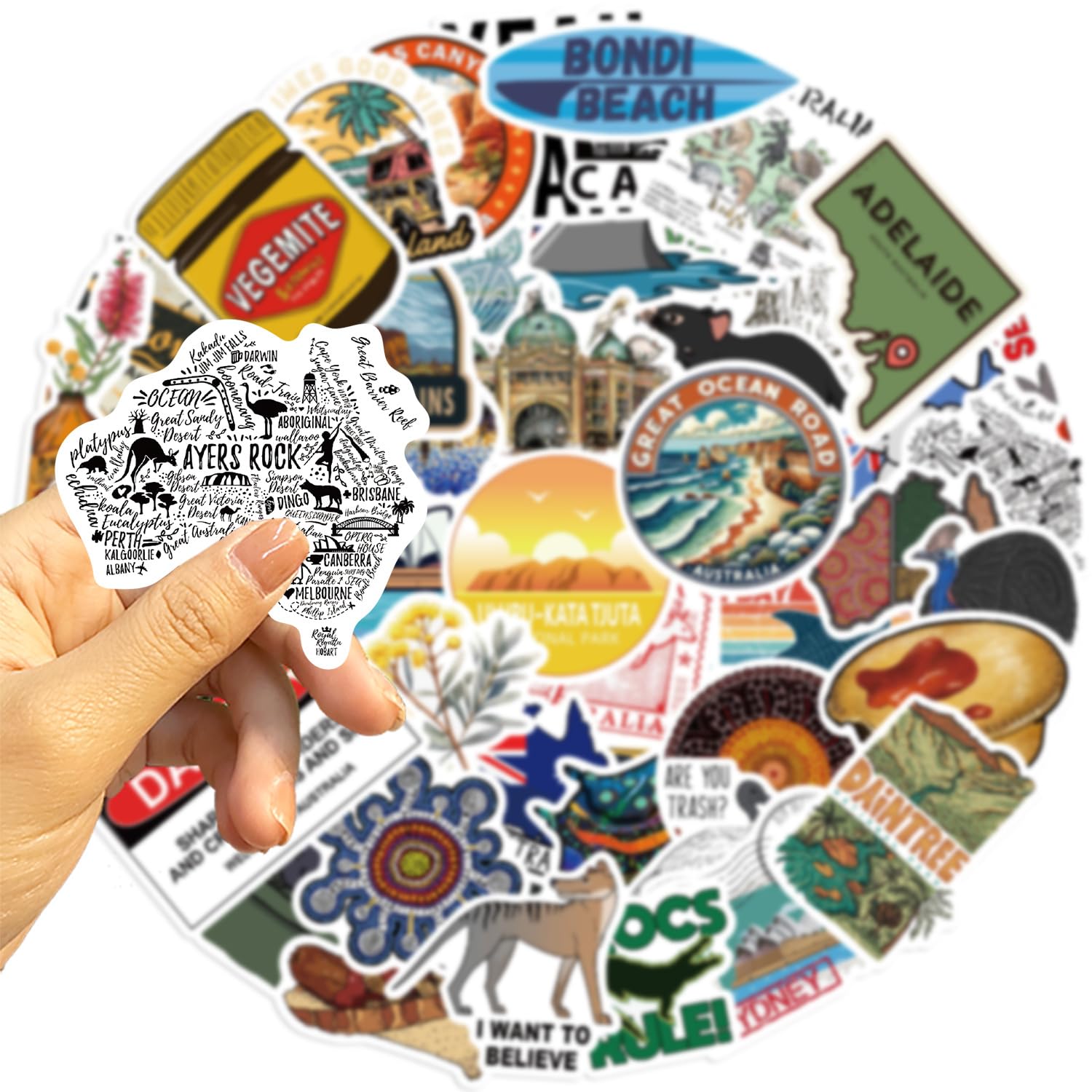 50 Pcs Australia Stickers for Kids Teens Adults Boys Girls Gift,Australia Stickers Pack for Laptop,Skateboard,Luggage,Car,Bike - Image 3
