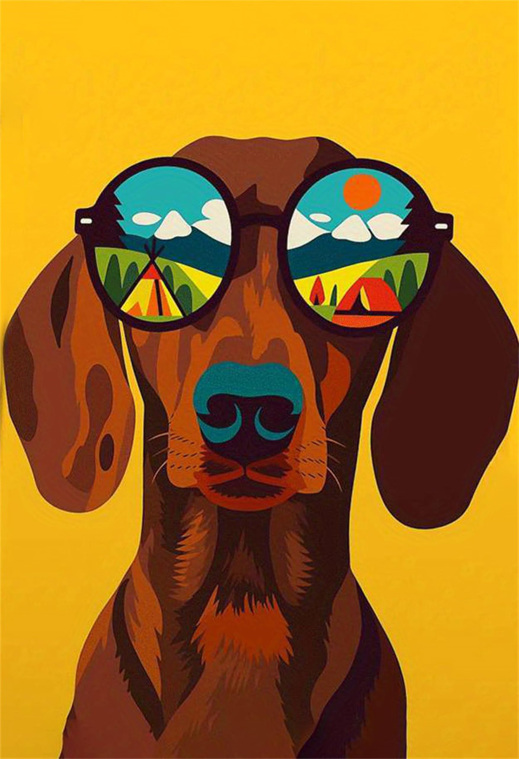 5D Diamond Art Kit for Adults Dog,Diamond Painting Kits for Beginner Dachshund,Gem Art,Crystal Art Kits Round Drill for Home Wall Decor Gifts for Women,Men (Dog Wearing Sunglasses)