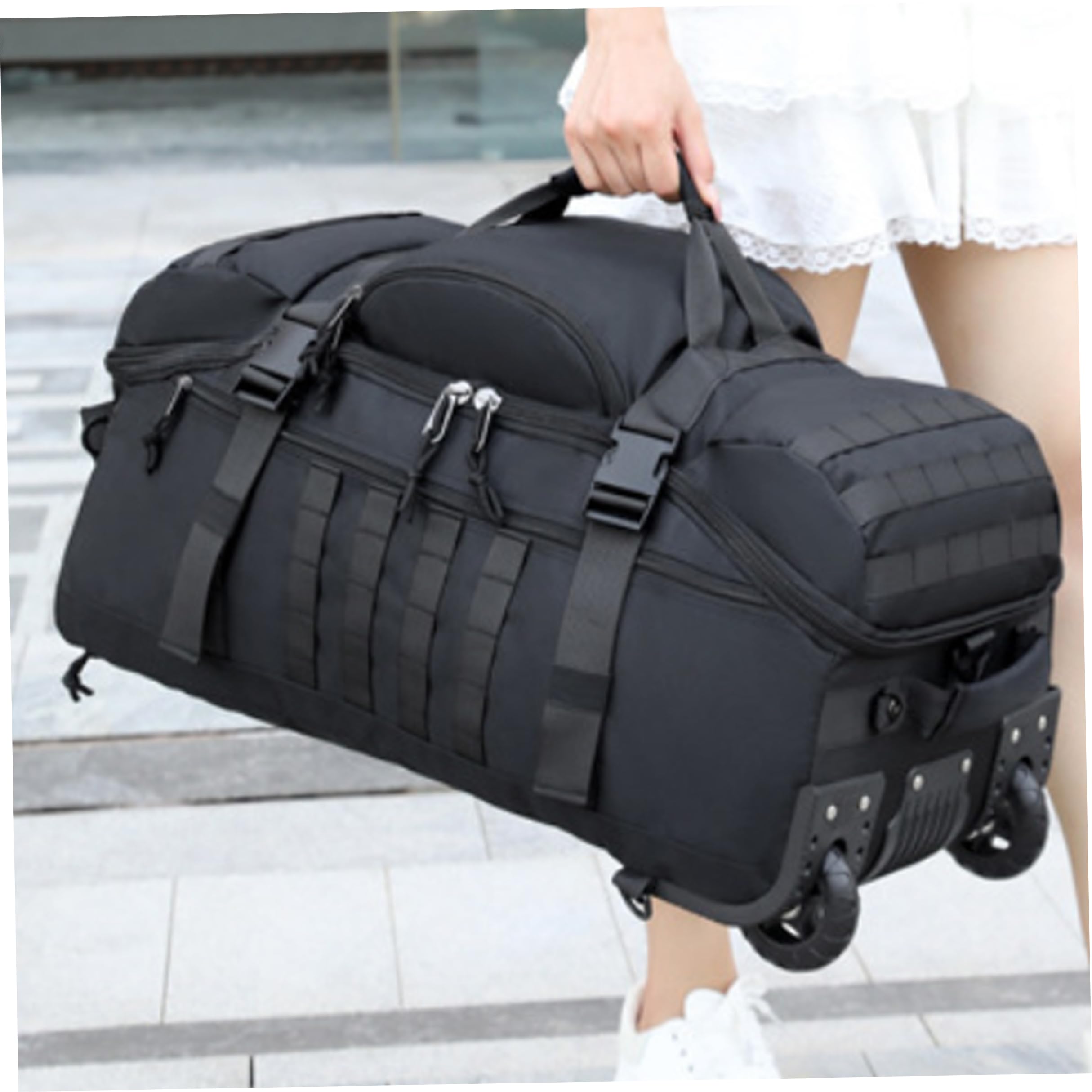 Bolsa de Lona con Ruedas, Bolsa de Lona con Ruedas de 80 L de Gran Capacidad, Equipaje con y múltiples Formas de Transporte para Escalada, Senderismo, Viajes.