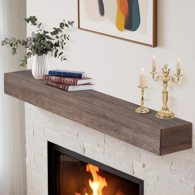 Fireplace Mantel Shelf-60×8×5Inch Floating Mantel Shelf, Ebony