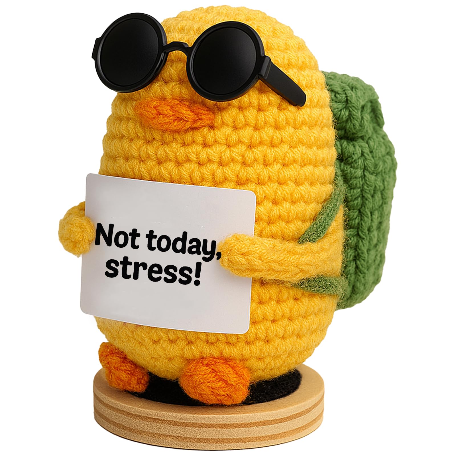 Birthday Gift for Her Him, Positive Crochet Animals with 10 Affirmation Cards – Cute Emotional Support Duck Desk Decor Inspirational Gift for Women Coworkers Friends