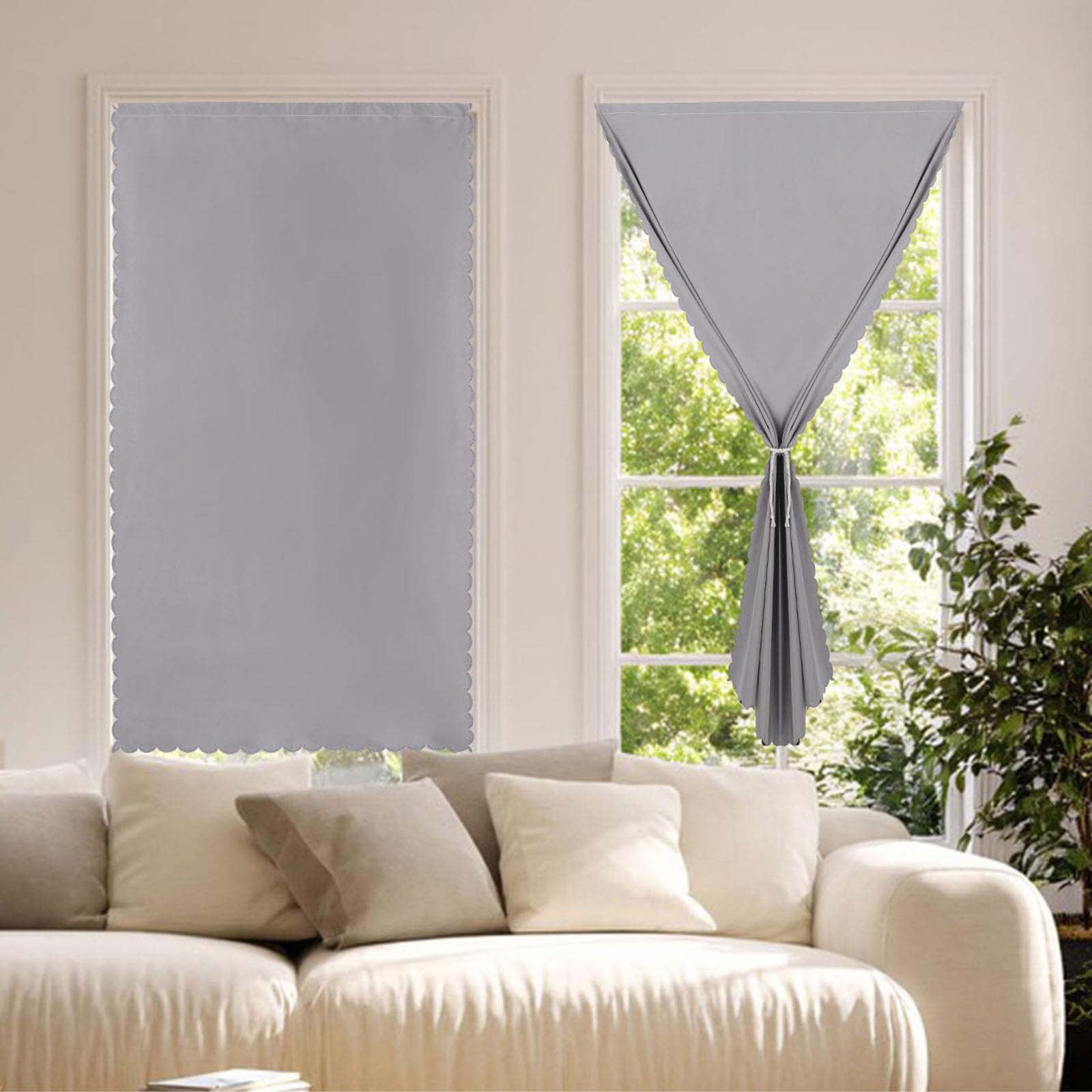 Blaward Stick On Blackout Curtains Self Adhesive Black Out Window Shades No Drilling No Curtain Rod Required Privacy Protection Portable Door Window Cover for Bedroom Nursery Room, 2 Panels