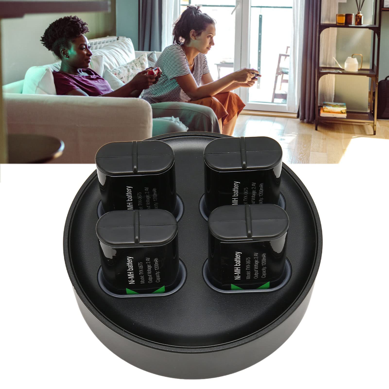 Batterie Ricaricabili con Caricabatterie per, Caricabatterie per Controller Serie X con Stazione di Ricarica Rapida, 4 Batterie di Backup Ad Alta capacità da 1200 MAh