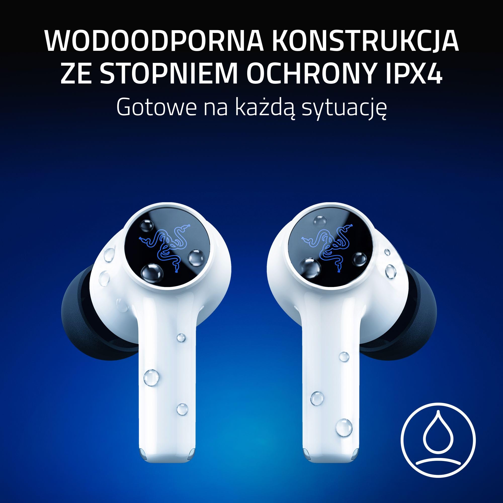 Razer Hammerhead V3 X HyperSpeed PlayStation - Bezprzewodowe, wieloplatformowe słuchawki douszne dla graczy - HyperSpeed Wireless i Bluetooth - 40 godzin - wodoodporność IPX4 - THX Audio | Biały