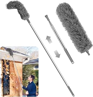 Gutter Cleaning Tool from Ground - Gutter Cleaning Tools Gutter Cleaner Adjustable | No Ladder Needed Rain Gutter Cleaning Tool Easy Remove Leaves and Debris Under Gutter Hangers (Grey)