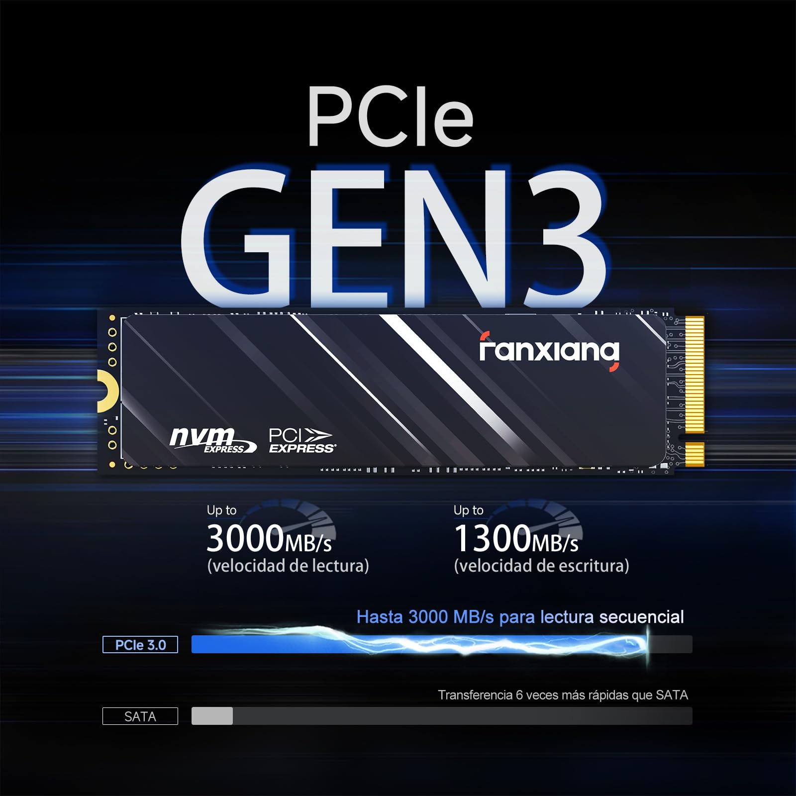 fanxiang M.2 SSD 512GB,NVMe SSD con disipador térmico, hasta 3000MB/S, PCIe Gen3 x4 2280,SSD Interno, caché SLC 3D NAND,Discos Duros -S501Q