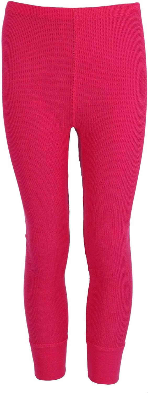 Fruit of the Loom Girl's Waffle Weave Top and Bottom Thermal Long Underwear Fuchsia - Image 3