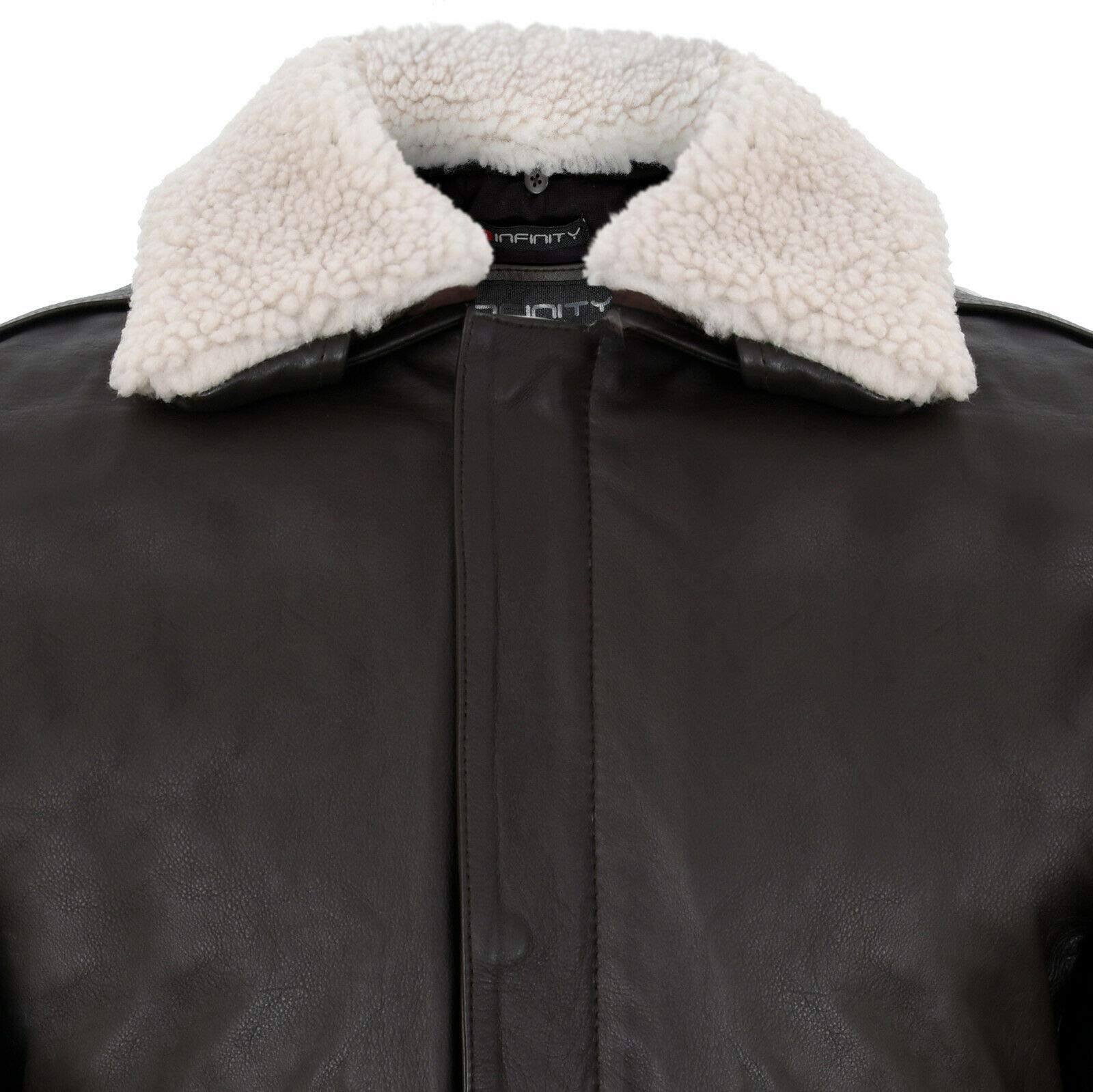 Infinity Leather Uomini A2 Marrone Nappa Bomber Giacca in Pelle con Collo in Montone Staccabile