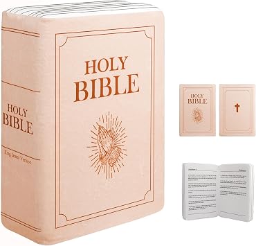 Bible Pillow Book Plush That Opens, Cozy Faith Bible Plushies, for Kids Adults Christian Gifts, Decoration for Bedrooms, Living Rooms Pink