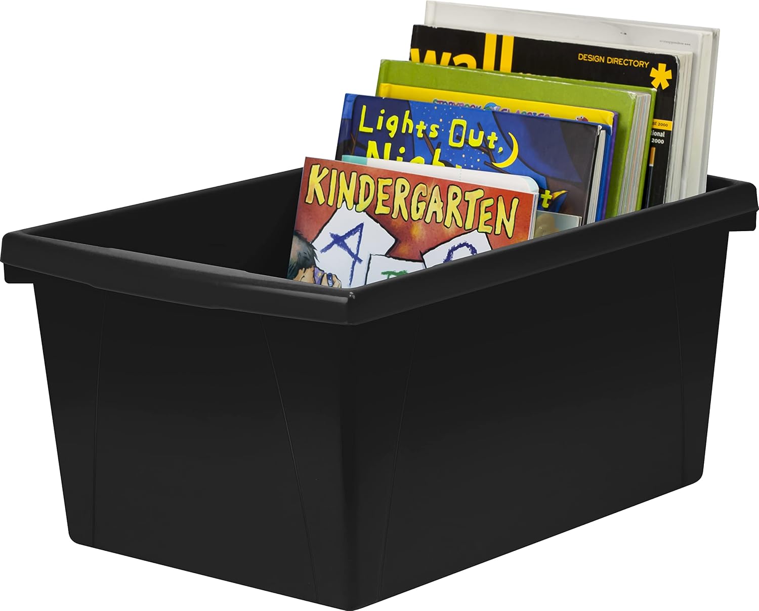 Storex 5.5 Gallon Storage Bin – Plastic Classroom Organizer for Books and Supplies, Black, 6-Pack (61429C06C)