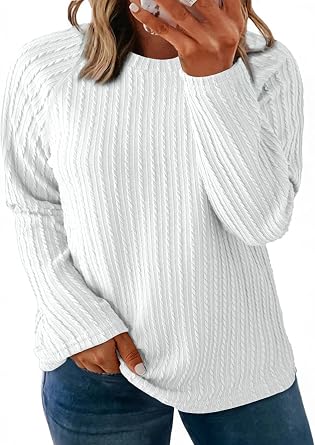Eytino Womens Plus Size Tops Crew Neck Long Sleeve Basic Tee Shirts