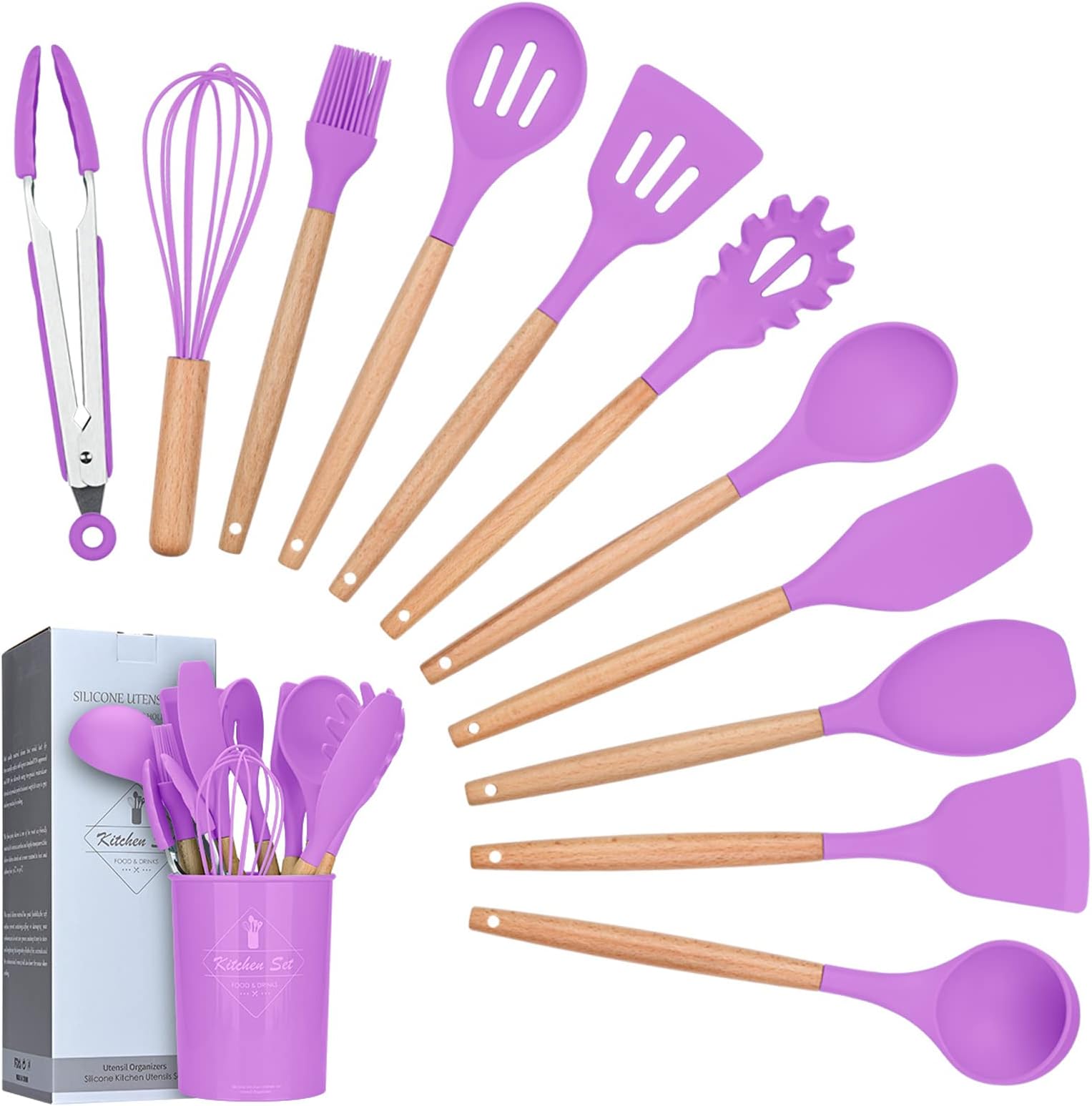 Silicone Kitchen Utensils Set with Holder 12 PCS Cooking Utensils Set