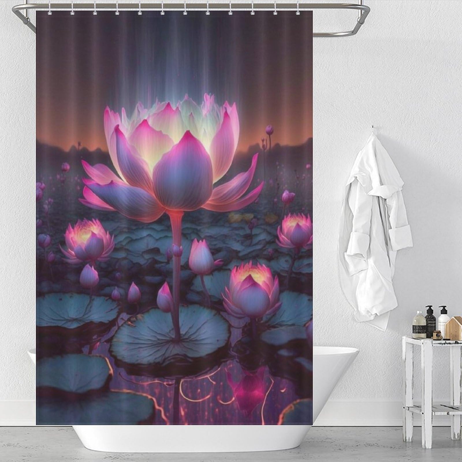Rideau de douche 122x183 cm imperméable avec crochets rideaux salle de bains